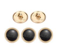 sourcing map Metal Vintage Gold Button 15mm Round Metal Sewing Button Alloy Shank Replacement for Women's Suit Woolen Coat Shirt Dress Sewing Black Pack of 5
