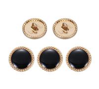 sourcing map Metal Vintage Gold Button 17.5mm Round Metal Sewing Button Alloy Shank Replacement for Women's Suit Woolen Coat Shirt Dress Sewing, Black Pack of 5