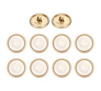 sourcing map Metal Vintage Gold Button 20mm Round Metal Sewing Button Alloy Shank Replacement for Women's Suit Woolen Coat Shirt Dress Sewing White Pack of 10