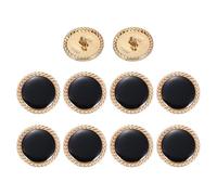 sourcing map Metal Vintage Gold Button 22.5mm Round Metal Sewing Button Alloy Shank Replacement for Women's Suit Woolen Coat Shirt Dress Sewing, Black Pack of 10