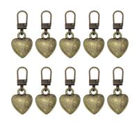 sourcing map Metal Zipper Pull Charm 10 Pcs Detachable Heart Shape Zipper Pull Replacement Repair Kits Tabs Lock for Coats Jackets Pants Luggage Suitcase Purse Fasteners, Copper Tone