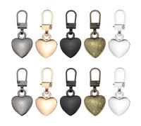 sourcing map Metal Zipper Pull Charm 10 Pcs Detachable Heart Shape Zipper Pull Replacement Repair Kits Tabs Lock for Coats Jackets Pants Luggage Suitcase Purse Fasteners, Multicolor
