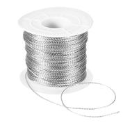 sourcing map Metallic Cord,1mmx100m Silver Ornaments Strings Metallic Non Stretch Thread Tinsel Rope Christmas Ribbon for Gift Wrapping,Jewelry Making, DIY Crafts