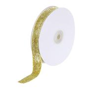 sourcing map Metallic Glitter Velvet Ribbon 13/16 Inch x 10 Yard Single Face Sparkle Ribbon for Christmas DIY Crafts Gift Wrap Bow Decoration Light Gold