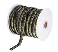 sourcing map Metallic Glitter Velvet Ribbon 3/8 Inch x 50 Yard Single Face Sparkle Ribbon for Christmas DIY Crafts Gift Wrapping Bow Decoration Black Gold