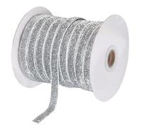 sourcing map Metallic Glitter Velvet Ribbon 3/8 Inch x 50 Yard Single Face Sparkle Ribbon for Christmas DIY Crafts Gift Wrapping Bow Decoration Silver