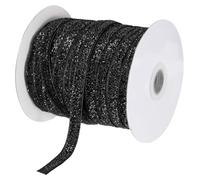 sourcing map Metallic Glitter Velvet Ribbon 3/8 Inch x 50 Yard Single Face Sparkle Ribbon for Christmas DIY Crafts Gift Wrapping Bow Decoration Black