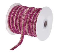 sourcing map Metallic Glitter Velvet Ribbon 3/8 Inch x 50 Yard Single Face Sparkle Ribbon for DIY Crafts Gift Wrapping Bow Decoration Deep Pink