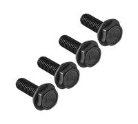 sourcing map Metric M6x17mm Hex Flange Bolts Left Hand Thread 8.8 Grade Carbon Steel Black 4pcs