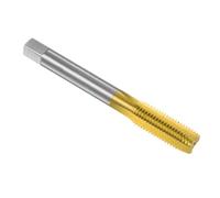 sourcing map Metric Machine Thread Milling Tap M10 x 1.25 H2 Titanium Coated (Ti-Coated) High Speed Steel 3 Straight Flutes Screw Thread Tapping Threading Machinist Repair DIY Tool