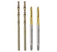 sourcing map Metric Tap & Drill Bit Set, 2pcs M2.5 x 0.45 Spiral Point Thread Taps Titanium Coated and 2pcs 2.1mm Twist Drill Bits Roasted Yellow, Screw Tapping Threading Tools