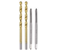 sourcing map Metric Tap & Drill Bit Set, 2pcs M3 x 0.5 Straight Flute Thread Taps and 2pcs 3mm Twist Drill Bits Titanium Coated, HSS6542 Screw Tapping Threading Tools