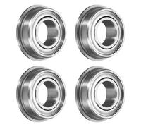 sourcing map MF126ZZ Flanged Ball Bearing, 4pcs 6 x 12 x 4 mm Chrome Steel Double Shielded ABEC3 ZV2 Flange Bearings