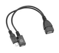 sourcing map Micro USB to USB Adapter Female Adapter Replacement OTG Cable with Power Adapter for Host Devices, Black