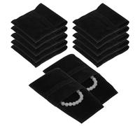 sourcing map Microfiber Jewelry Pouch, 12 Pcs 9 x 9cm Double-Sided Suede Envelope Style Storage Bags, Small Jewelry Pouch for Earrings, Rings, Necklaces Packaging (Black)