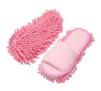 sourcing map Microfiber Mop Slippers, Chenille Detachable Mop Shoes Washable Reusable House Slippers for Floor Cleaning Office & Home Use Women Men, Small Size 9.6", Pink