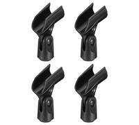 sourcing map Microphone Holder O.D 21mm - 33mm Plastic Interface Mic Holder Clip with 3/8 Plastic Adapter for Small Mic Black 4 Pcs