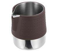 sourcing map Milk Frothing Pitcher, 12oz / 350ml Stainless Steel Milk Frother Cup Jug for Milk Steaming Pitcher Latte Art Cappuccino Coffee Espresso Accessories Tool, Brown