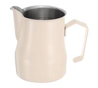 sourcing map Milk Frothing Pitcher, 12oz / 350ml Stainless Steel Milk Frother Cup with Scale for Milk Steaming Pitcher Latte Art Cappuccino Coffee Espresso Accessories, Beige