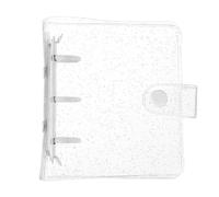 sourcing map Mini Binder Cover, 4.3 Inch PVC Clear Binder Protector 3 Ring Refillable Notebook with Snap Button for Photocard Scrapbook Journal Ledger, White