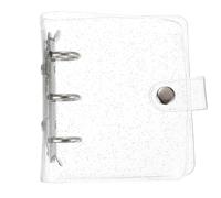 sourcing map Mini Binder Cover, 4.3 Inch PVC Clear Binder Protector 3 Ring Refillable Notebook with Snap Button for Photocard Scrapbook Journal Ledger, Silver