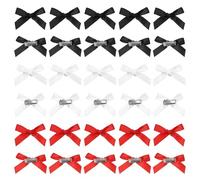 sourcing map Mini Bow Hair Clip Small Cute Bowknot Ribbon Colorful Satin Tiny Bows Clips Pins Barrettes Hair Accessories for Girls Women Girlfriend(Pack of 30, Black/White/Red)