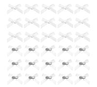 sourcing map Mini Bow Hair Clip Small Cute Bowknot Ribbon Colorful Satin Tiny Bows Clips Pins Barrettes Hair Accessories for Girls Women Girlfriend(Pack of 50, White)