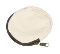 sourcing map Mini Canvas Coin Purse Pouch, 3.9" Blank Round Mini Coin Wallet Small Change Purses Portable Organizer Bags with Zipper for Women Men Home DIY, Beige