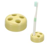 sourcing map Mini Ceramics Toothbrush Holder, 4 Holes Sleek Round Shape Cute Candy Color Ceramic Toothbrush Holder Stand for Bathroom Vanity Countertops Accessories Organizer, Yellow