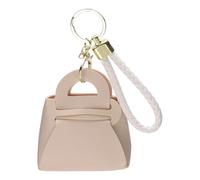 sourcing map Mini Coin Purse, 3.5"x3.2" Cute PU Leather Earphone Bag, Small Change Wallet Keychain Pouch Cosmetic Makeup Bag for Earbuds Keys Coins Hair Ties Daily Carry, Creamy White