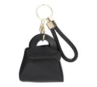 sourcing map Mini Coin Purse, 3.5"x3.2" Cute PU Leather Earphone Bag, Small Change Wallet Keychain Pouch Cosmetic Makeup Bag for Earbuds Keys Coins Hair Ties Daily Carry, Black