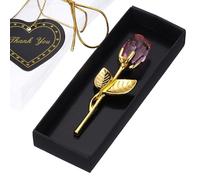 sourcing map Mini Crystal Rose with Box, Romantic Crystal Rose Flowers Rose Gifts for Birthday Valentine's Day Gifts, Pink&Gold