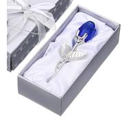 sourcing map Mini Crystal Rose with Box, Romantic Crystal Rose Flowers Rose Gifts for Birthday Valentine's Day Gifts, Blue&Silver