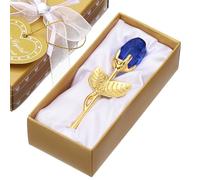 sourcing map Mini Crystal Rose with Box, Romantic Crystal Rose Flowers Rose Gifts for Birthday Valentine's Day Gifts, Blue&Gold