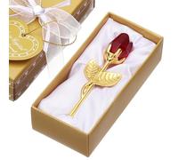 sourcing map Mini Crystal Rose with Box, Romantic Crystal Rose Flowers Rose Gifts for Birthday Valentine's Day Gifts, Red/Gold