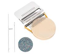 sourcing map Mini Darning Loom, 12 Hooks Wood Weaving Knitting Machine with Knitting Needles for Repair Jeans Socks DIY Craft, Knit Patch Loom Weave Tool, Silver