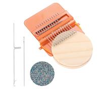 sourcing map Mini Darning Loom, 12 Hooks Wood Weaving Knitting Machine with Knitting Needles for Repair Jeans Socks DIY Craft, Knit Patch Loom Weave Tool, Orange