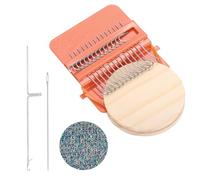 sourcing map Mini Darning Loom, 14 Hooks Wood Weaving Knitting Machine with Knitting Needles for Repair Jeans Socks DIY Craft, Knit Patch Loom Weave Tool, Orange