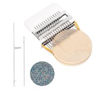 sourcing map Mini Darning Loom,14Hooks Wood Weaving Knitting Machine Silver | with Knitting Needles for Repair Jeans Socks DIY Craft, Knit Patch Loom Weave Tool