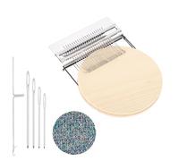 sourcing map Mini Darning Loom, 21 Hooks Wood Weaving Knitting Machine with Knitting Needles and Buckle for Repair Jeans Socks DIY Craft, Knit Patch Loom Weave Tool,Silver