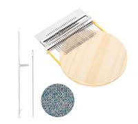 sourcing map Mini Darning Loom, 21 Hooks Wood Weaving Knitting Machine with Knitting Needles for Repair Jeans Socks DIY Craft, Knit Patch Loom Weave Tool, Silver