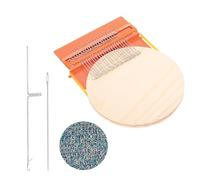 sourcing map Mini Darning Loom, 21 Hooks Wood Weaving Knitting Machine with Knitting Needles for Repair Jeans Socks DIY Craft, Knit Patch Loom Weave Tool, Orange