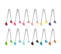 sourcing map Mini Food Tongs 5.3" Heart Shape Stainless Steel with Silicon Tips Small Cooking Tongs Kitchen Food Tongs Serving Tongs for Cooking Grilling BBQ Barbecue Kitchen, 12 Colors