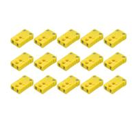 sourcing map Mini K Type Thermocouple Wire Connectors Female Plug Adapter High Temperature 200°C(392°F) for Thermocouple Sensor Probe Yellow 15pcs