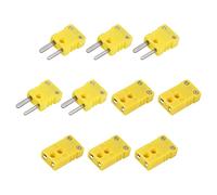 sourcing map Mini K Type Thermocouple Wire Connectors Male Female Plug Adapter High Temperature 120°C(248°F) for Thermocouple Sensor Probe Yellow 5 Set