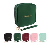 sourcing map Mini Makeup Bag for Purse, Small Cute Zipper Travel Cosmetic Bags Preppy Toiletry Storage Pouch for Coin Sanitary, Green