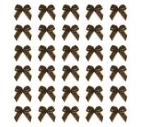 sourcing map Mini Metallic Edge Ribbon Bow. 22x23mm Satin Gold Edge Ribbon Bow Appliques for Crafts DIY Hair Bows Sewing Wedding Party Christmas Decoration, (Pack of 100, Brown)