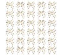 sourcing map Mini Metallic Edge Ribbon Bow. 22x23mm Satin Gold Edge Ribbon Bow Appliques for Crafts DIY Hair Bows Sewing Wedding Party Christmas Decoration, (Pack of 50, White)
