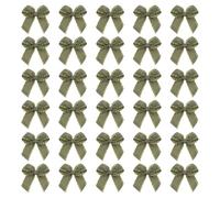 sourcing map Mini Metallic Edge Ribbon Bow. 22x23mm Satin Gold Edge Ribbon Bow Appliques for Crafts DIY Hair Bows Sewing Wedding Party Christmas Decoration, (Pack of 50, Dark Green)