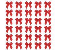 sourcing map Mini Metallic Edge Ribbon Bow. 22x23mm Satin Silver Edge Ribbon Bow Appliques for Crafts DIY Hair Bows Sewing Wedding Party Christmas Decoration, (Pack of 50, Red)